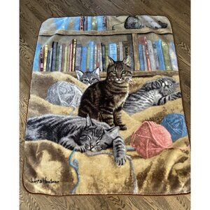 James Hautman Fleece Throw Blanket 48x60 Cats Kittens Kitty Cozy